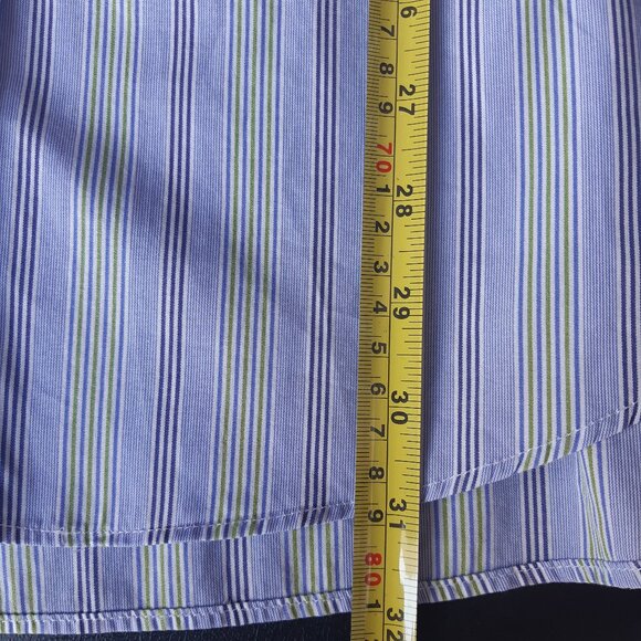ETRO Milano SZ 39 Blue, Green & White Stripe Men's Cotton Button Up Shirt - Picture 12 of 12